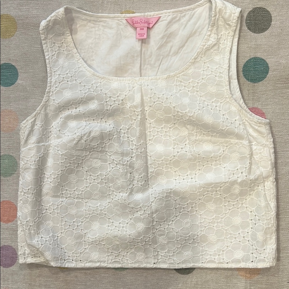 Lilly Pulitzer Cream Sleeveless Crop Tank Top